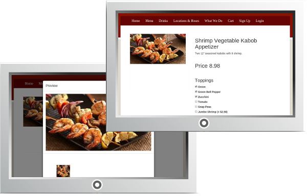 Your restaurant website has great menu displays at Ordello's Restaurant Website and Online Ordering Service